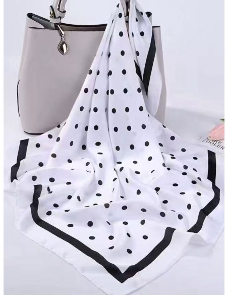 Quadratischer Schal mit Polka-Dot-Muster in Seidenoptik | HY-HW-46325
