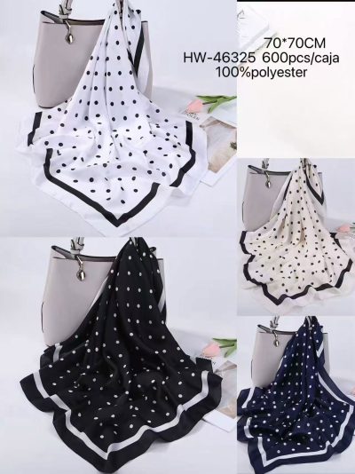 Chic polka-dot square silk effect scarf | HY-HW-46325 2