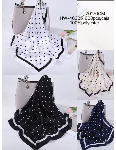 Chic polka-dot square silk effect scarf | HY-HW-46325