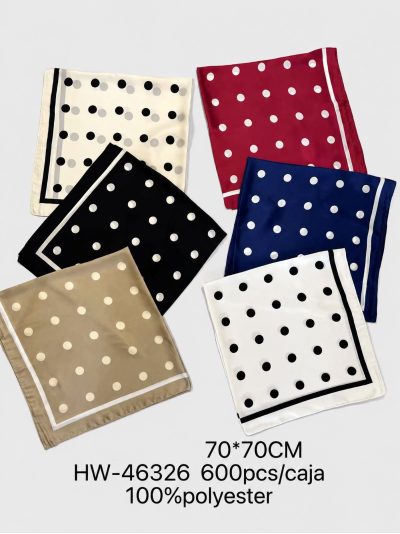 Classic polka-dot square silk effect scarf 2