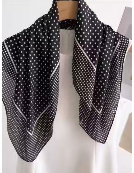 Foulard carré effet soie à micro-pois | HY-HW-46327
