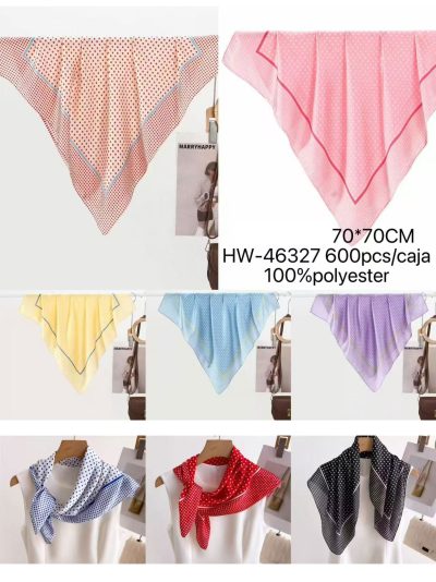 Chic micro polka-dot square silk effect scarf | HY-HW-46327 2