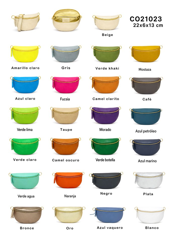 Bolso bandolera media luna de piel