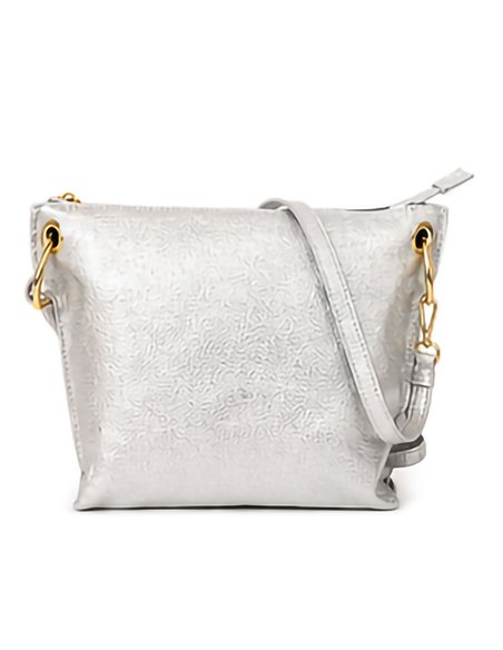 Bolso bandolera de piel metalizada