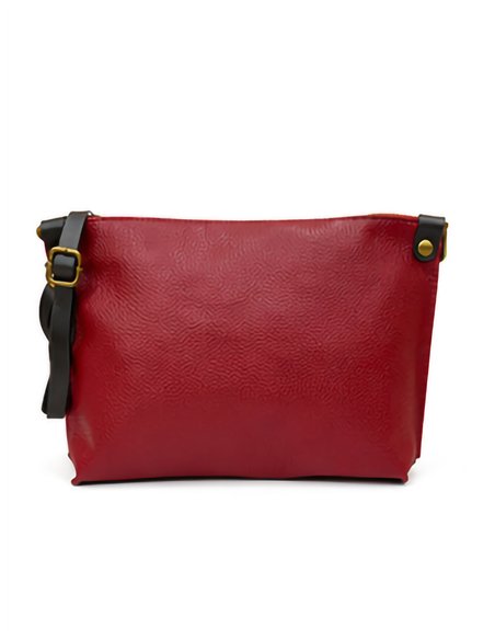 Bolso bandolera plano de piel con cremallera