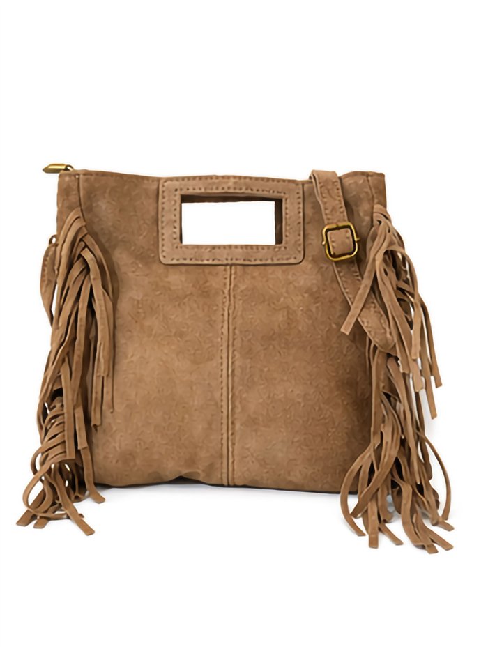 Bolso bandolera piel serraje con flecos