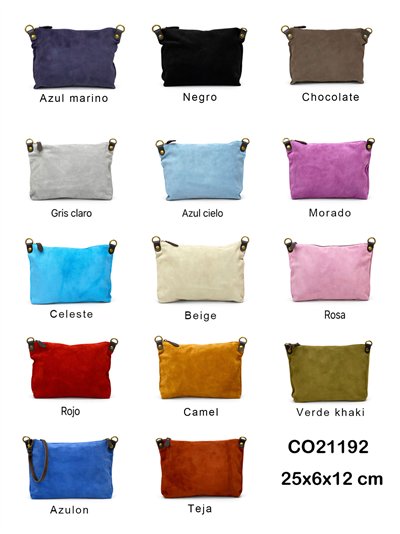 Bolso bandolera piel serraje tipo pouch 2