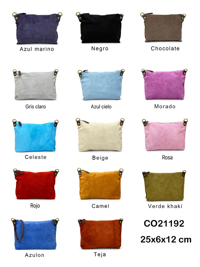 Bolso bandolera piel serraje tipo pouch