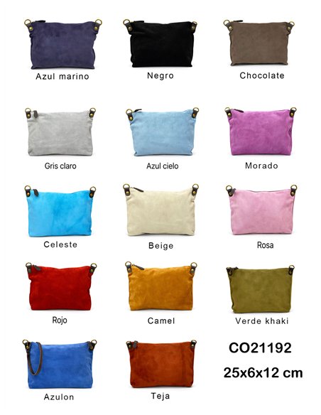 Bolso bandolera piel serraje tipo pouch