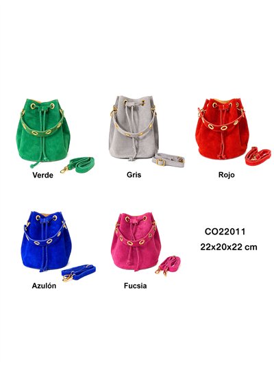 Bolso bombonera piel serraje con ojales 2