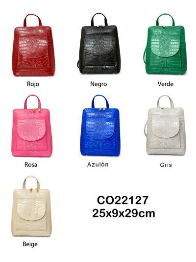 Croc-embossed leather backpack 2