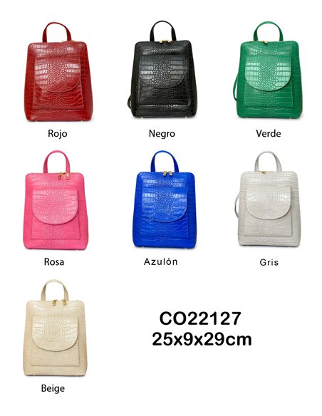 Croc-embossed leather backpack