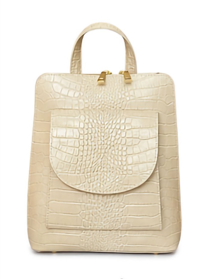 Croc-embossed leather backpack