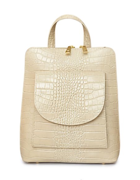 Croc-embossed leather backpack