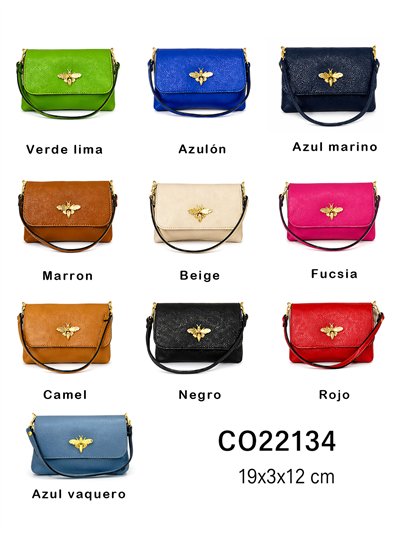 Bolso bandolera de piel con adorno abeja