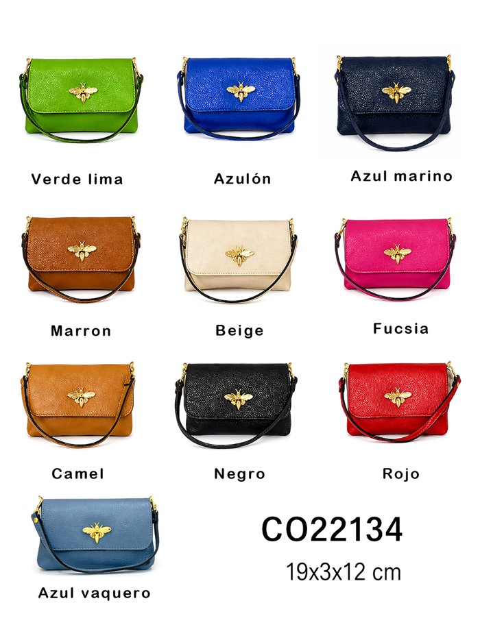 Bolso bandolera de piel con adorno abeja