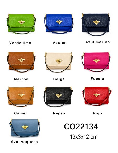 Bolso bandolera de piel con adorno abeja