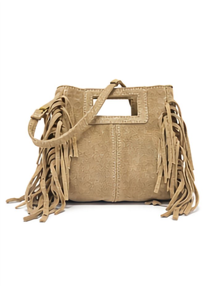 Mini bolso bandolera piel serraje con flecos