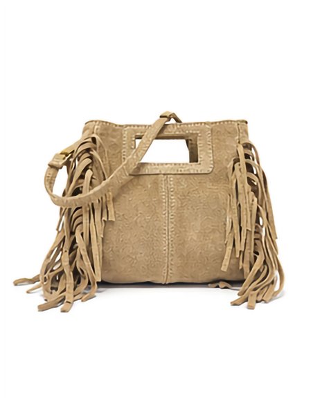 Mini bolso bandolera piel serraje con flecos