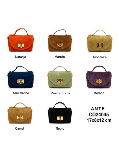 Bolso mini piel serraje con asa superior