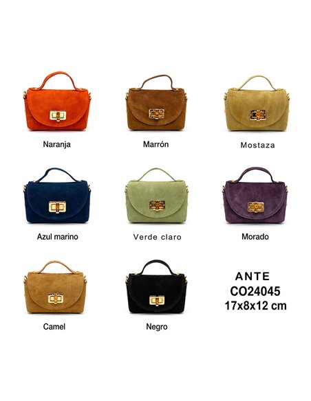 Bolso mini piel serraje con asa superior