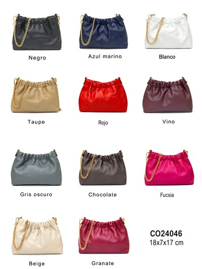 Geraffte Ledertasche mit Kette 2