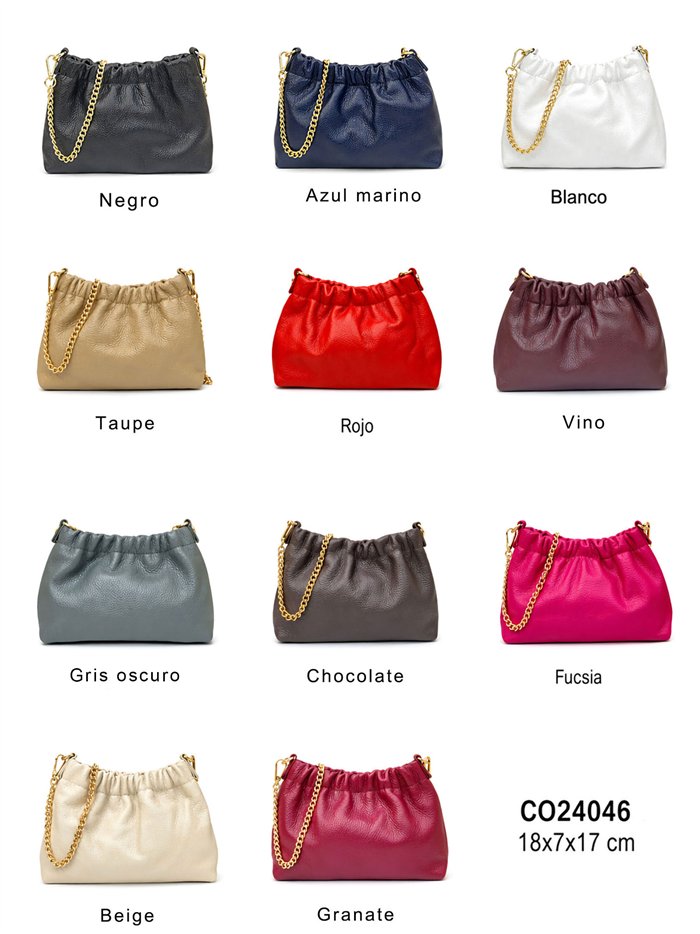 Geraffte Ledertasche mit Kette