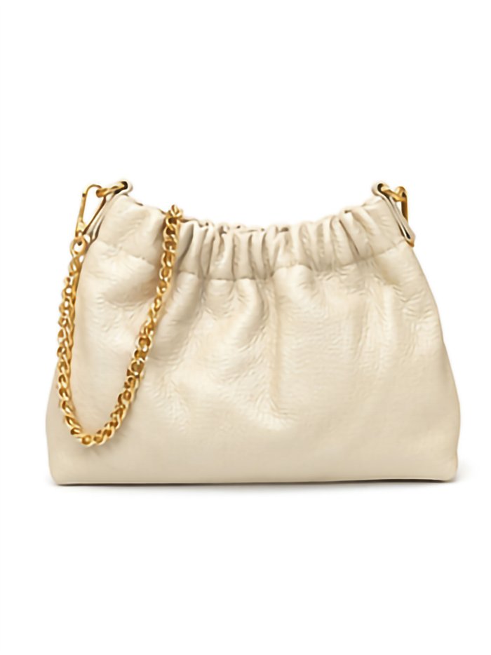 Geraffte Ledertasche mit Kette