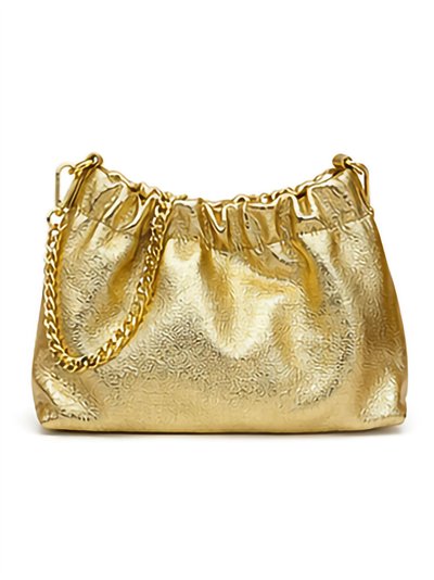 Bolso fruncido metalizado con cadena