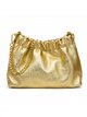 Bolso fruncido metalizado con cadena