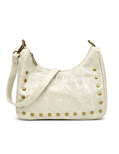 Bolso bandolera de piel efecto arrugado con tachas