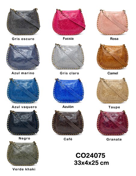 Sac bandoulière en cuir clouté