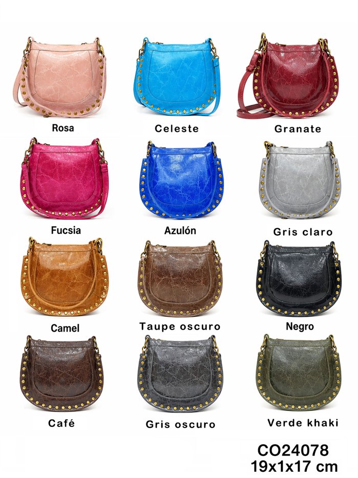 Mini borsa a tracolla in pelle con borchie