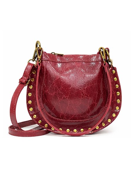 Mini borsa a tracolla in pelle con borchie