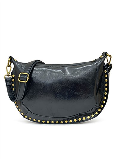 Leder-Umhängetasche in Halbmondform mit Nieten