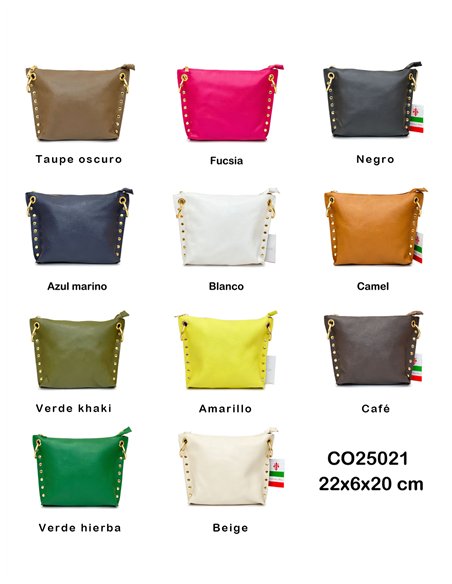 Bolso bandolera de piel con tachas laterales