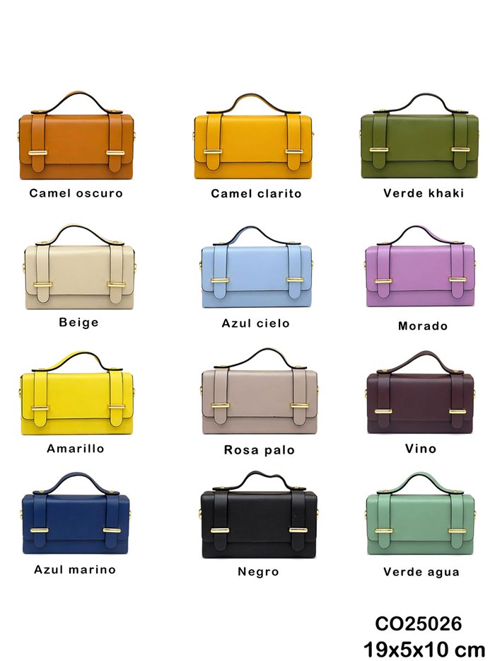 Mini bolso de mano de piel con solapa y asa superior