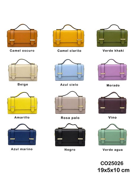 Mini bolso de mano de piel con solapa y asa superior