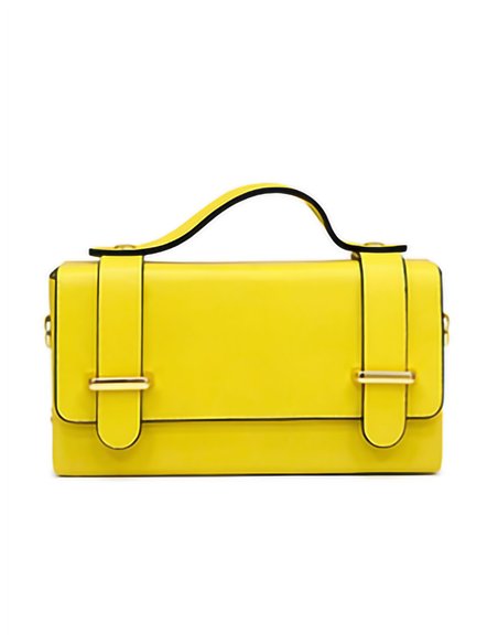 Mini bolso de mano de piel con solapa y asa superior