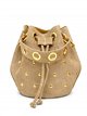 Suede bucket bag with gold eyelets