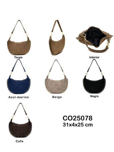 Sac hobo en daim clouté 2