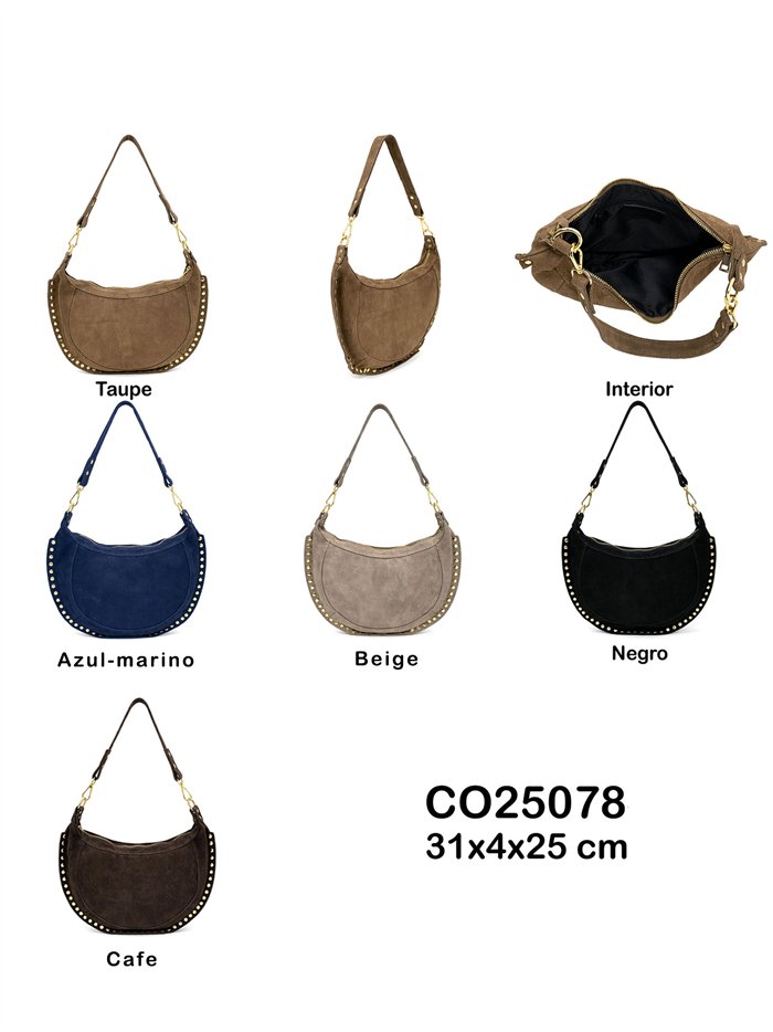 Sac hobo en daim clouté