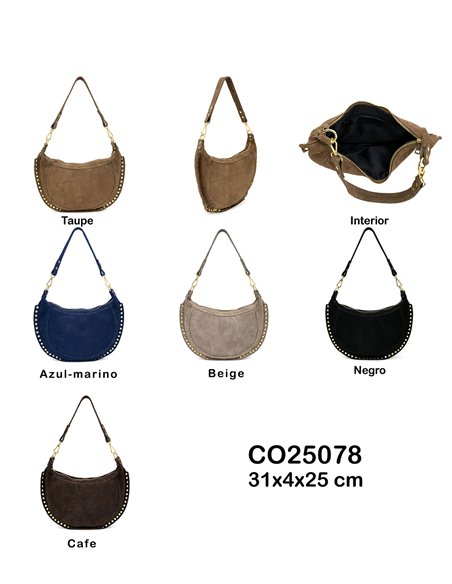 Sac hobo en daim clouté