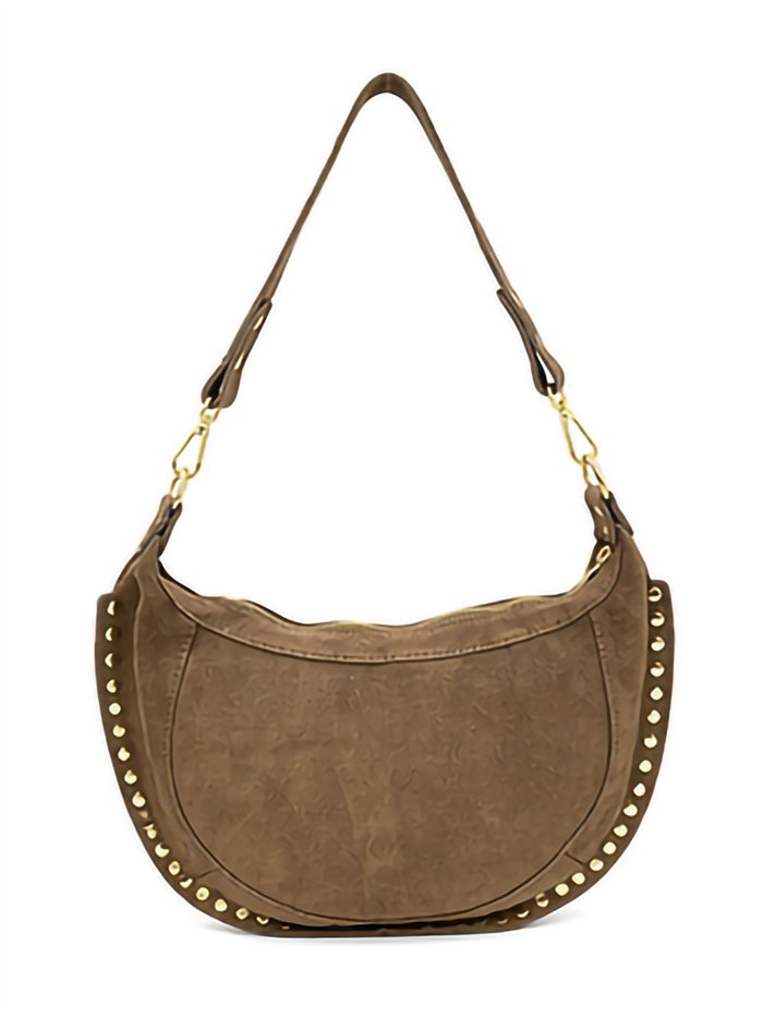 Sac hobo en daim clouté