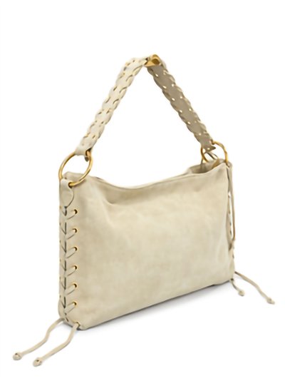 Braided handle suede shoulder bag