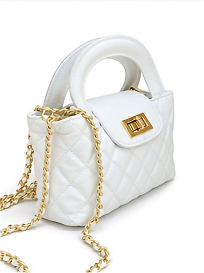 Bolsa de couro acolchoado com corrente.