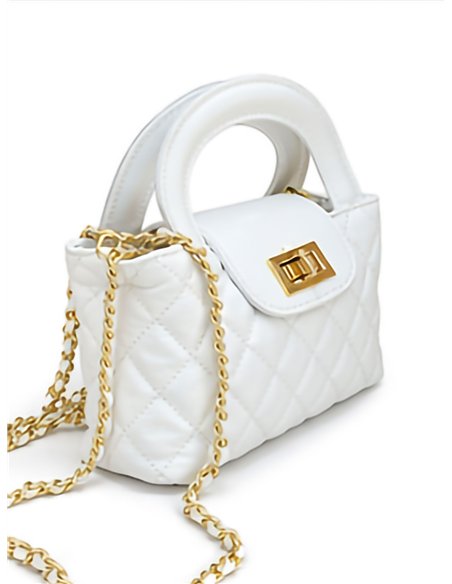 Bolsa de couro acolchoado com corrente.