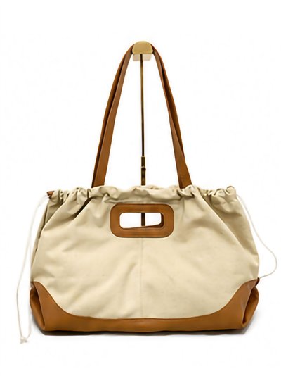 Bolso shopper de lona y piel con fruncido