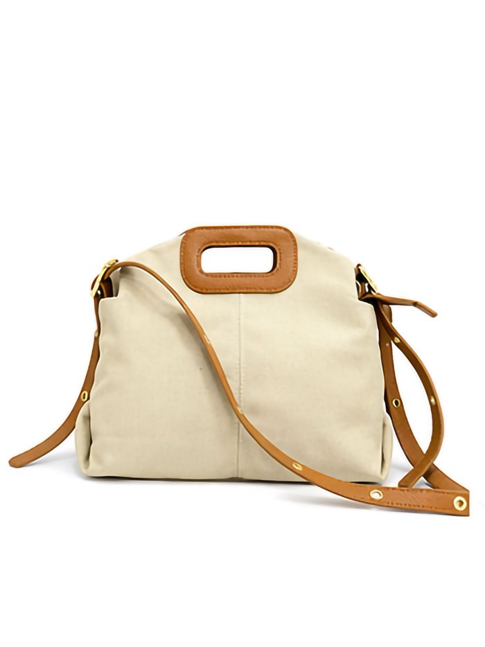 Sac bandoulière en toile avec poignée en cuir