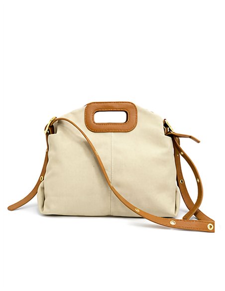 Sac bandoulière en toile avec poignée en cuir